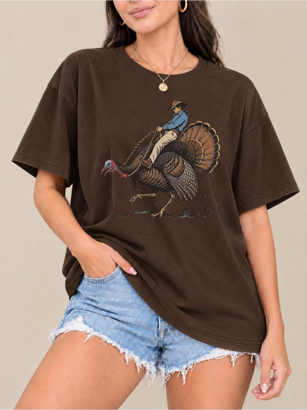 Cowboy Turkey Unisex T-shirt Thanksgiving Western Tee